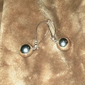 Silver ball dangle earrings